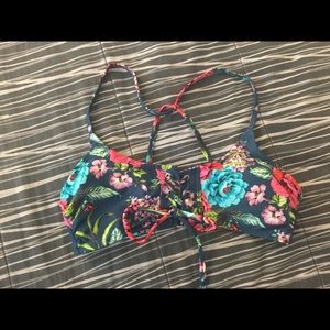 Tie Up Floral Bikini Top
